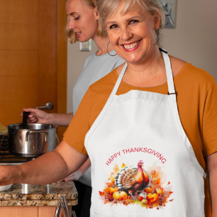 Vattenfärgad Thanksgiving Turkiet och pumpor Förkläde