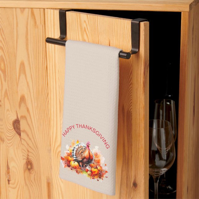 Vattenfärgad Thanksgiving Turkiet och pumpor Kökshandduk (Skapare uppladdad)