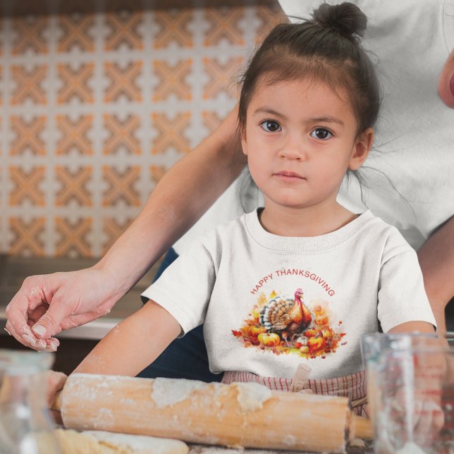 Vattenfärgad Thanksgiving Turkiet och pumpor T Shirt (Skapare uppladdad)