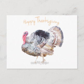 Vattenfärgad Thanksgiving Turkiet vykort