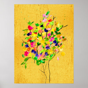 Vattenfärgad träd poster