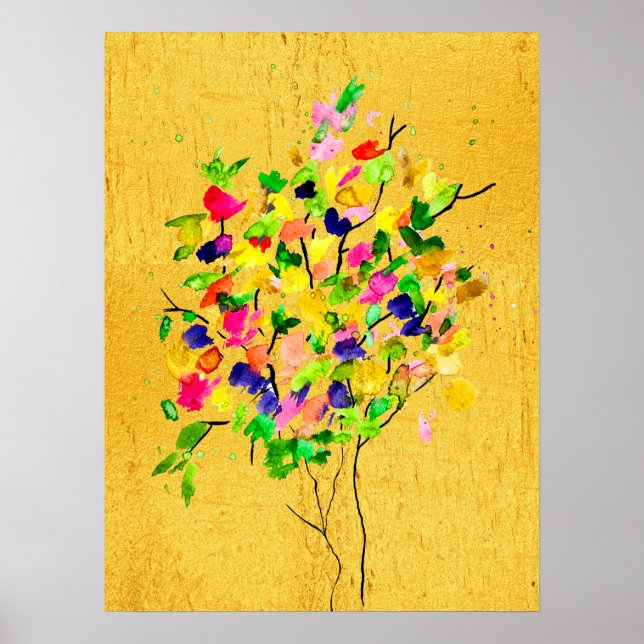 Vattenfärgad träd poster (Framsidan)