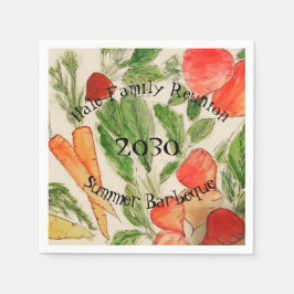 Vattenfärgad trädgårdsgrönt pappersservett