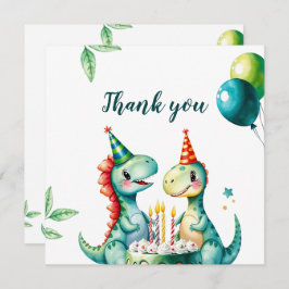 Vattenfärgad Trex-dos 1:a födelsedag Tack Kort