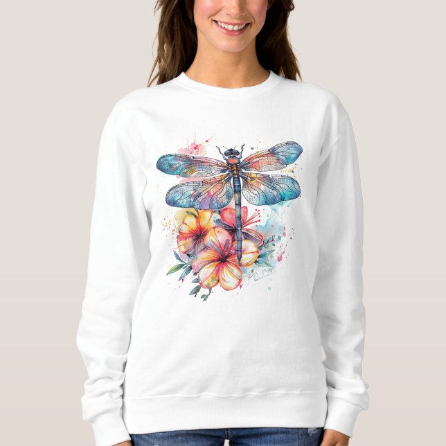 Vattenfärgad trollslända  t shirt (Framsida)