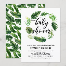 Vattenfärgad Tropical Löv Wandcolor Baby Shower Inbjudningar