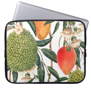 Vattenfärgad tropisk durian, mango mönster. laptop fodral