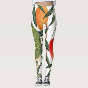 Vattenfärgad tropisk durian, mango mönster. leggings