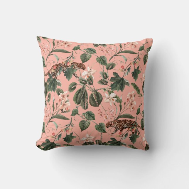 Vattenfärgad tropisk exotisk mönster med orkidé, g kudde (Framsida)