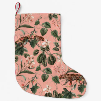 Vattenfärgad tropisk exotisk mönster med orkidé, g liten julstrumpa