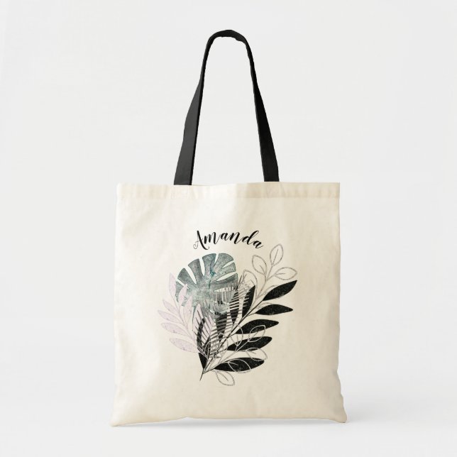 Vattenfärgad tropisk påse för bridesmaskar tygkasse (Framsidan)