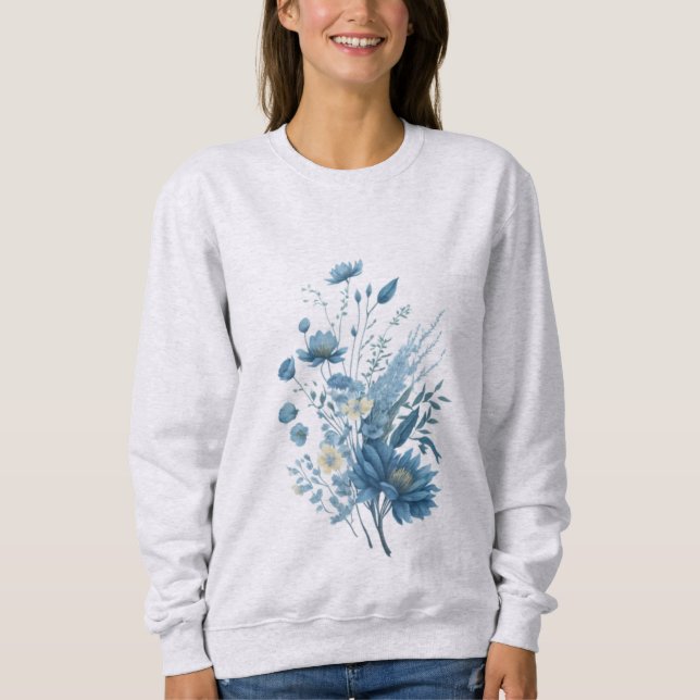 Vattenfärgad tryckning ger liten blommigt. t shirt (Framsida)