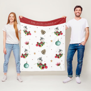 Vattenfärgad tuggad Titmus - juldesign Fleecefilt