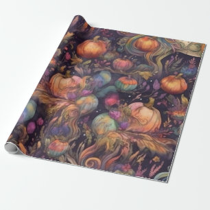 Vattenfärgad Unicorn för Halloween Mönster Presentpapper
