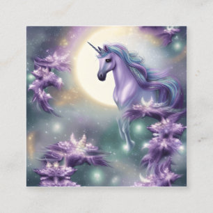 Vattenfärgad Unicorn Fyrkantigt Visitkort