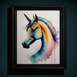 Vattenfärgad Unicorn i Mft Muted Färg II Poster