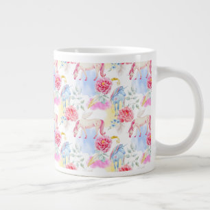 Vattenfärgad Unicorn och Pegasus Mönster Jumbo Mugg