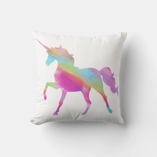 Vattenfärgad Unicorn Pillow - plocka ditt eget fär Kudde (Framsida)