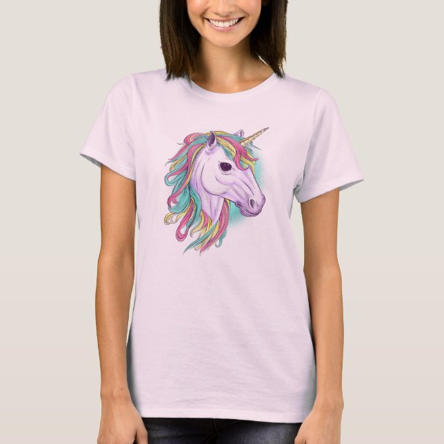 Vattenfärgad Unicorn T Shirt (Framsida)