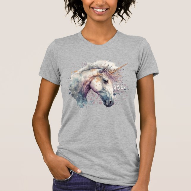 Vattenfärgad Unicorn T Shirt (Framsida)