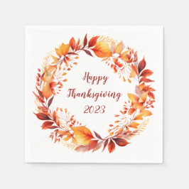 Vattenfärgad utandning från färgad höst löv pappersservett