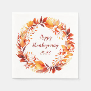 Vattenfärgad utandning från färgad höst löv pappersservett