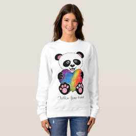 Vattenfärgad utspädd panda med regnbåge i hjärtat t shirt