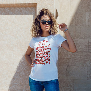 Vattenfärgad valentins hjärtan t shirt