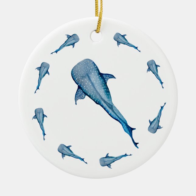Vattenfärgad valhaj julgransprydnad keramik (Framsidan)