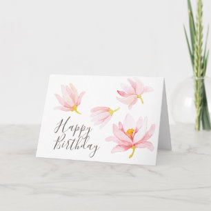 Vattenfärgad Vår blommor. Grattis på födelsedagen Kort