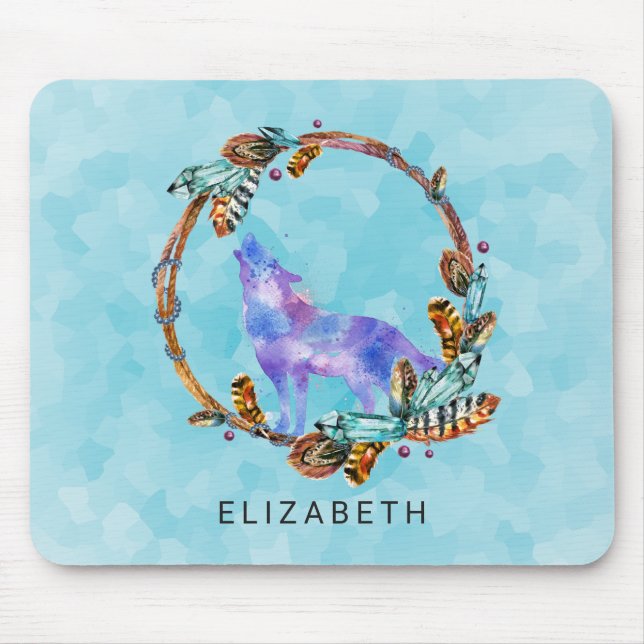 Vattenfärgad Varg Stående i en utandning av Boho S Musmatta (Framsidan)