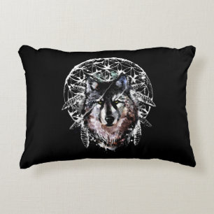 Vattenfärgad Varg Vild Spirit Animal Prydnadskudde
