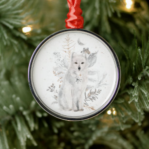 Vattenfärgad Varg Winter Greenery Ornament