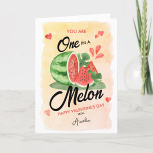 Vattenfärgad vattenmelon Hjärthjärtans hjärthjärta Helgkort