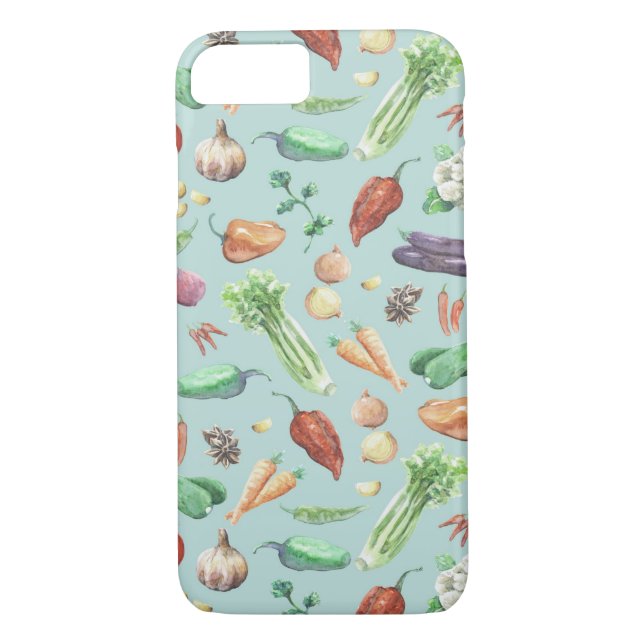 Vattenfärgad Veggies & Spices Mönster Case-Mate iPhone Skal (Baksida)