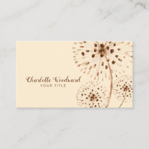 Vattenfärgad Vind Blown Dandelion Flowers Visitkort