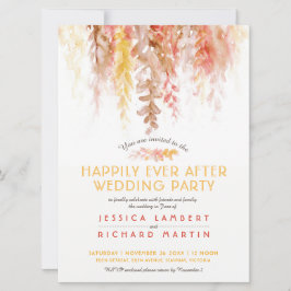 Vattenfärgad vinodling orange brun efter bröllopsf inbjudningar