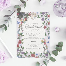 Vattenfärgad Vintage Alice i Onederland Birthday Inbjudningar