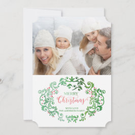 Vattenfärgad Vintage, blommande julklapp Julkort