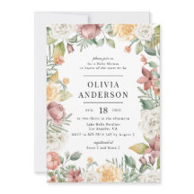 Vattenfärgad Vintage Botaniskt babyskor för Ram