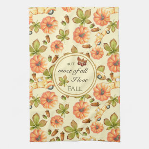 Vattenfärgad Vintage Höst Mönster Kökshandduk