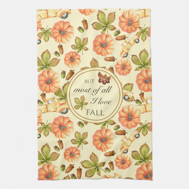 Vattenfärgad Vintage Höst Mönster Kökshandduk (Vertikal)
