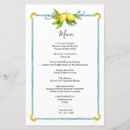 Vattenfärgad vintage Lemon citrus bröllop-menyn