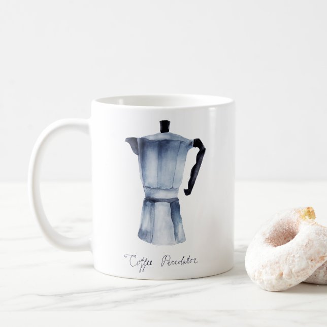 Vattenfärgad vintage Moka kaffepalkylator Kaffemugg (Med munk)