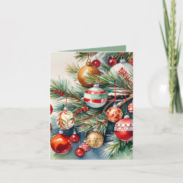 Vattenfärgad Vintage Ornament Photo Craft jul Kort