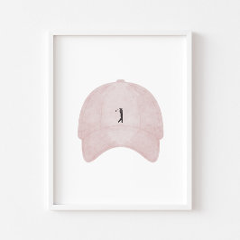 Vattenfärgad vintage rosa golfsockel poster