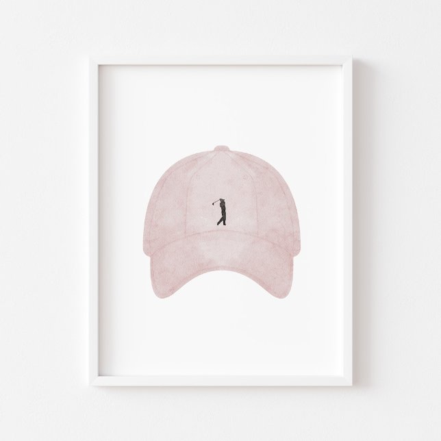 Vattenfärgad vintage rosa golfsockel poster (Skapare uppladdad)