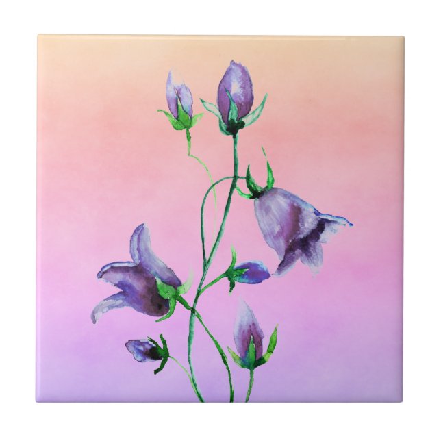 Vattenfärgad violettblåringare på violett och pers kakelplatta (Framsidan)