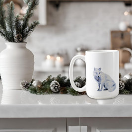 Vattenfärgad vit Arktisk räv jul Kaffemugg