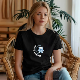 Vattenfärgad vit babyduschpojke svart björn t shirt
